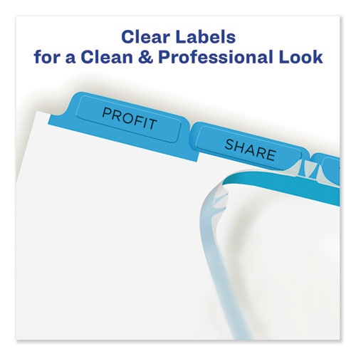 Avery Print and Apply Index Maker Clear Label Dividers, 5-Tab, Color Tabs, 11 x 8.5, White, Blue Tabs, 5 Sets (11410)
