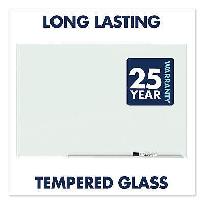 Quartet Element Framed Magnetic Glass Dry-Erase Boards, 74 x 42, White Surface, Silver Aluminum Frame (QRTG7442E)