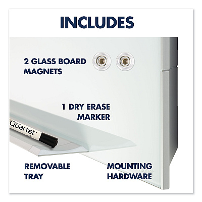 Quartet Element Framed Magnetic Glass Dry-Erase Boards, 74 x 42, White Surface, Silver Aluminum Frame (QRTG7442E)