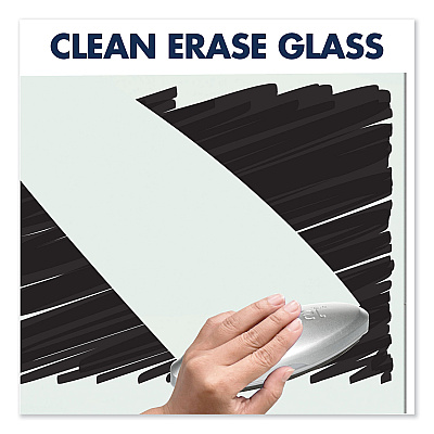 Quartet Element Framed Magnetic Glass Dry-Erase Boards, 74 x 42, White Surface, Silver Aluminum Frame (QRTG7442E)