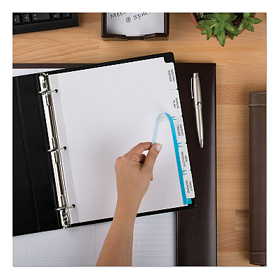 Avery Print and Apply Index Maker Clear Label Dividers, Big Tab, 5-Tab, White Tabs, 11 x 8.5, White, 1 Set (AVE11490)