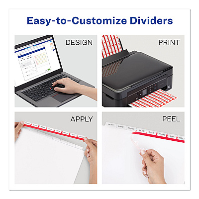 Avery Print and Apply Index Maker Clear Label Plastic Dividers w/Printable Label Strip, 8-Tab, 11 x 8.5, Frosted Clear Tabs, 1 Set (AVE11450)