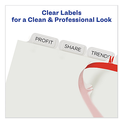 Avery Print and Apply Index Maker Clear Label Plastic Dividers w/Printable Label Strip, 8-Tab, 11 x 8.5, Frosted Clear Tabs, 1 Set (AVE11450)
