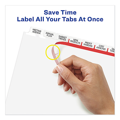Avery Print and Apply Index Maker Clear Label Dividers, Big Tab, 8-Tab, 11 x 8.5, White, 1 Set (AVE11491)