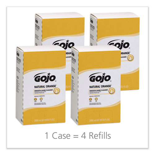 GOJO NATURAL ORANGE Smooth Lotion Hand Cleaner, Citrus Scent, 2,000 mL Bag-in-Box Refill, 4/Carton (7250)