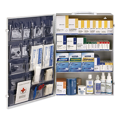 First Aid Only ANSI Class B+ 4 Shelf First Aid Station with Medications, 1,461 Pieces, Metal Case (FAO90576)