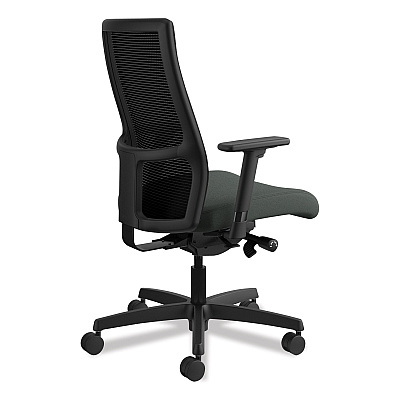 HON Ignition Series Mesh Mid-Back Work Chair, Supports Up to 300 lb, 17.5" to 22" Seat Height, Iron Ore Seat, Black Back/Base (HONIW103CU19)