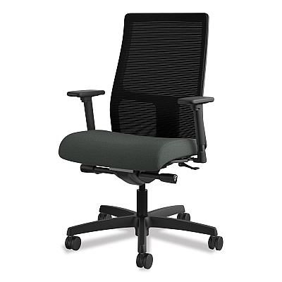 HON Ignition Series Mesh Mid-Back Work Chair, Supports Up to 300 lb, 17.5" to 22" Seat Height, Iron Ore Seat, Black Back/Base (HONIW103CU19)