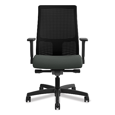 HON Ignition Series Mesh Mid-Back Work Chair, Supports Up to 300 lb, 17.5" to 22" Seat Height, Iron Ore Seat, Black Back/Base (HONIW103CU19)