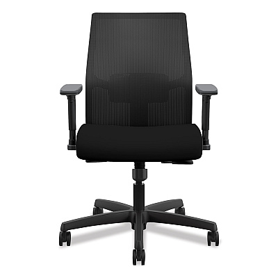 HON Ignition 2.0 4-Way Stretch Low-Back Mesh Task Chair, Supports Up to 300 lb, 16.75" to 21.25" Seat Height, Black (HONITLMK1MC10B)