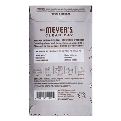 Mrs. Meyer's Clean Day Scent Sachets, Lavender, 0.05 Lbs Sachet, 18/carton (SJN308115)