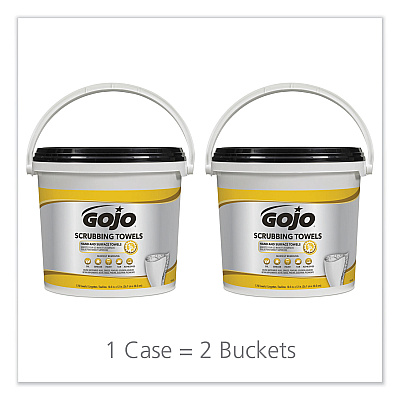 GOJO Scrubbing Towels, Hand Cleaning, Orange Scent, White/Yellow, 170/Bucket, 2 Buckets/Carton (GOJ639802)