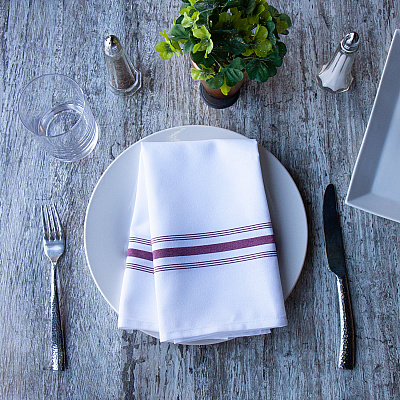 Mariposa Bistro Napkin 18x22 Burgundy Stripe, Pack Of 12 (PNP-BISTRO-BUR)