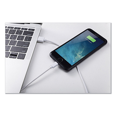Innovera USB Apple Lightning Cable, 10 ft, White (IVR30022)