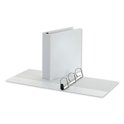Universal Deluxe Easy-to-Open D-Ring View Binder, 3 Rings, 2" Capacity, 11 x 8.5, White (UNV30732)