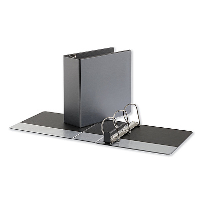 Universal Deluxe Easy-to-Open D-Ring View Binder, 3 Rings, 4" Capacity, 11 x 8.5, Black (UNV30753)