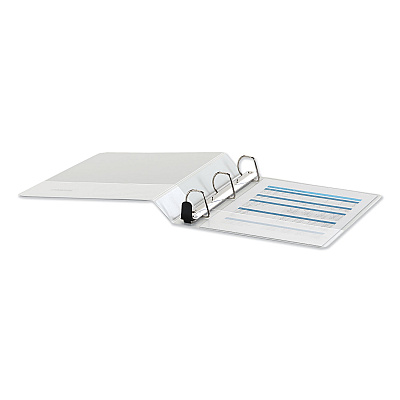 Universal Deluxe Easy-to-Open D-Ring View Binder, 3 Rings, 1.5" Capacity, 11 x 8.5, White (UNV30722)