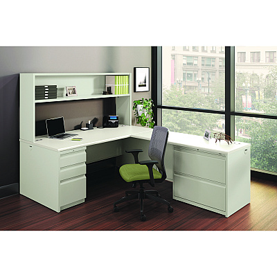 HON 38000 Series Desk Shell, 60" x 30" x 30", Light Gray/Silver (HON38932B9Q)