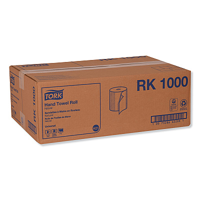 Tork Hardwound Roll Towel, 1-Ply, 7.88" x 1,000 ft, Natural, 6 Rolls/Carton (TRKRK1000)