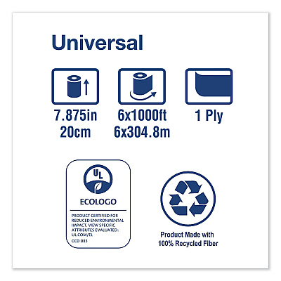 Tork Hardwound Roll Towel, 1-Ply, 7.88" x 1,000 ft, White, 6 Rolls/Carton (TRKRB10002)
