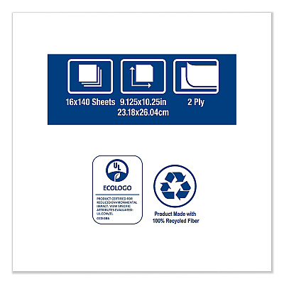 Tork Windshield Towel, 2-Ply, 9.13 x 10.25, Blue, 140/Pack, 16 Packs/Carton (TRK192122)