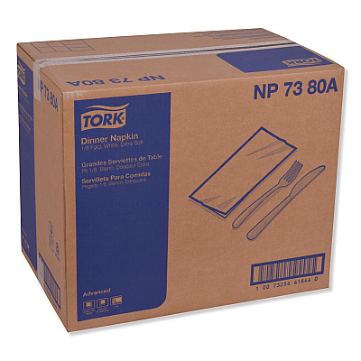 Tork Advanced Dinner Napkin,3-Ply,17" x 16.125",1/8 Fold, White,1740/CT (TRKNP7380A)