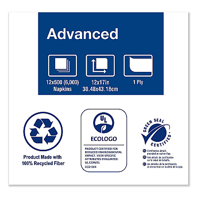 Tork Advanced Masterfold Dispenser Napkin, 1-Ply, 12" x 17", Natural, 500/PK, 12PK/CT (TRKD806E)