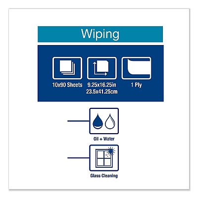 Tork Heavy-Duty Paper Wiper, 1-Ply, 9.25 x 16.25, Unscented, White, 90 Wipes/Box, 10 Boxes/Carton (TRK450175)
