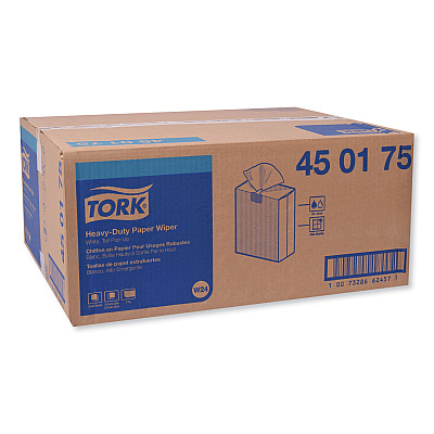Tork Heavy-Duty Paper Wiper, 1-Ply, 9.25 x 16.25, Unscented, White, 90 Wipes/Box, 10 Boxes/Carton (TRK450175)