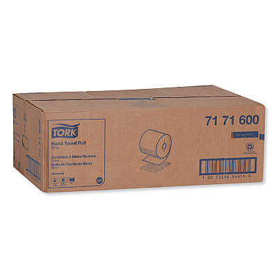 Tork Universal Hand Towel Roll, Notched, 1-Ply, 7.5 x 10, White, 756/Roll, 6/Carton (TRK7171600)