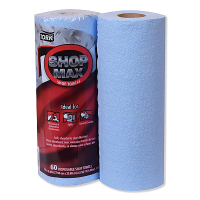 Tork Advanced ShopMax Wiper 450, 11 x 9.4, Blue, 60/Roll, 30 Rolls/Carton (TRK450360)
