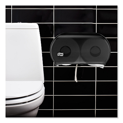Tork Twin Jumbo Roll Bath Tissue Dispenser, 19.29 x 5.51 x 11.83, Smoke/Gray (TRK56TR)