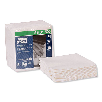 Tork Heavy-Duty Cleaning Cloth, 12.6 x 13, White, 50/Pack, 6 Packs/Carton (TRK5301505)