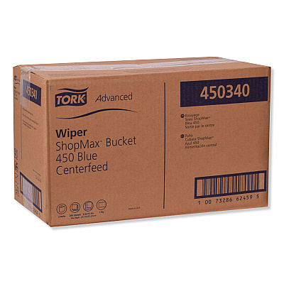 Tork Advanced ShopMax Wiper 450, 8.5 x 10, Blue, 200/Bucket, 2 Buckets/Carton (TRK450340)