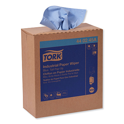 Tork Industrial Paper Wiper, 4-Ply, 8.54 x 16.5, Unscented, Blue, 90 Towels/Box, 10 Boxes/Carton (TRK440245A)