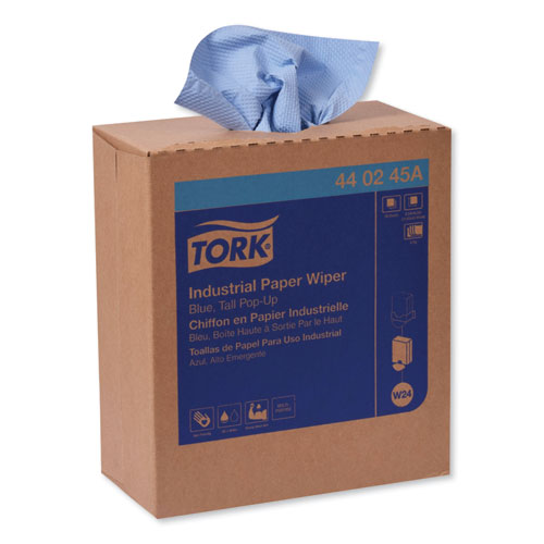Tork Industrial Paper Wiper, 4-Ply, 8.54 x 16.5, Blue, 90 Towels/Box, 10 Boxes/Carton (440245A)