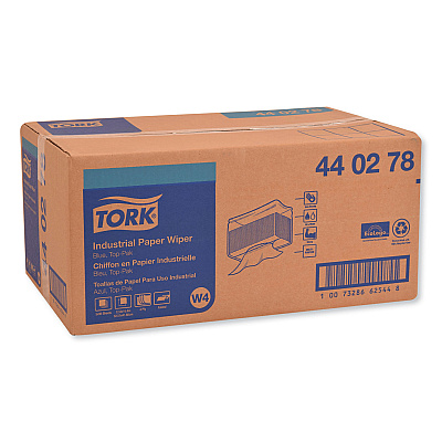 Tork Industrial Paper Wiper, 4-Ply, 12.8 x 16.4, Unscented, Blue, 90/Pack, 5 Packs/Carton (TRK440278)