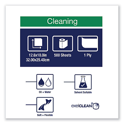 Tork Industrial Cleaning Cloths, 1-Ply, 12.6 x 10, Gray, 500 Wipes/Roll (TRK520337)