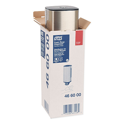 Tork Foam Skincare Manual Dispenser, 1 L Bottle; 33 oz Bottle, 4.25 x 4.25 x 11.38, Stainless Steel (TRK466000)