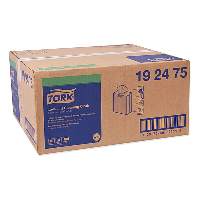 Tork Low-Lint Cleaning Cloth, 1-Ply, 9 x 16.5, Unscented, Turquoise, 100/Box, 8 Boxes/Carton (TRK192475)