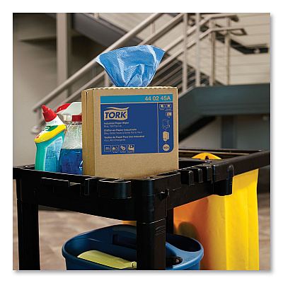 Tork Industrial Paper Wiper, 4-Ply, 8.54 x 16.5, Unscented, Blue, 90 Towels/Box, 10 Boxes/Carton (TRK440245A)