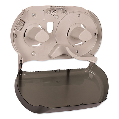 Tork Twin Jumbo Roll Bath Tissue Dispenser, 19.29 x 5.51 x 11.83, Smoke/Gray (TRK56TR)
