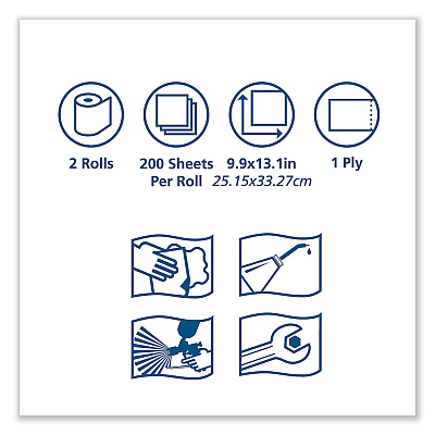 Tork Advanced ShopMax Wiper 450, Centerfeed Refill, 9.9 x 13.1, Blue, 200/Roll, 2 Rolls/Carton (TRK450338)