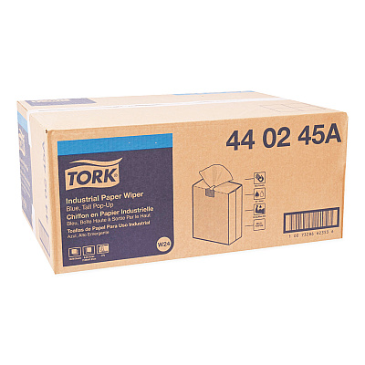 Tork Industrial Paper Wiper, 4-Ply, 8.54 x 16.5, Unscented, Blue, 90 Towels/Box, 10 Boxes/Carton (TRK440245A)