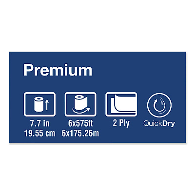Tork Premium Soft Matic Hand Towel Roll, 2-Ply, 7.7 x 575 ft, White, 704/Roll, 6 Rolls/Carton (TRK290096)