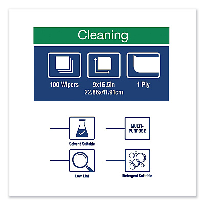 Tork Low-Lint Cleaning Cloth, 1-Ply, 9 x 16.5, Unscented, Turquoise, 100/Box, 8 Boxes/Carton (TRK192475)