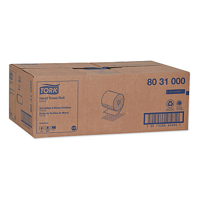 Tork Universal Hand Towel Roll, Notched, 1-Ply, 8" x 1,000 ft, Natural, 6 Rolls/Carton (TRK8031000)