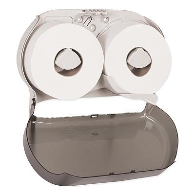 Tork Twin Jumbo Roll Bath Tissue Dispenser, 19.29 x 5.51 x 11.83, Smoke/Gray (TRK56TR)