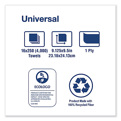 Tork Universal Multifold Hand Towel, 1-Ply, 9.13 x 9.5, Natural, 250/Pack, 16 Packs/Carton (TRKMK530A)