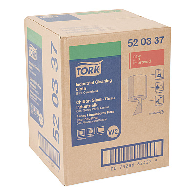 Tork Industrial Cleaning Cloths, 1-Ply, 12.6 x 10, Gray, 500 Wipes/Roll (TRK520337)